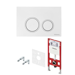 К-т д/установки подвесн.унитаза,(застен.модуль, крепёж, прокладка звукоиз, панель 2-го смыва пластик цв.БЕЛЫЙ глян.,контур клавиш хром), TECEspring R