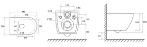 Унитаз подвесной 360х480мм, безободковый, смыв Torando flush, сиденье с микролифтом, крепёж в компл., TECEspring K ZZ