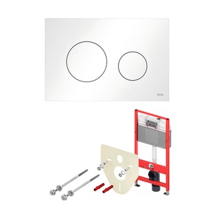 Комплект для установки подвесного унитаза, (застенный модуль, крепёж, прокладка звукоизол., панель 2-го смыва TECEloop пластик цв. БЕЛЫЙ), TECE ZZ
