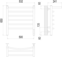 (ЦЕНА ПО ЗАПРОСУ) Полотенцесушитель Классик с/п П6 500х650 Электро (quick touch), RAL 9003 матовый, белый матовый, ZZ