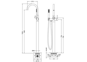 Смеситель Timo Saona 2310/00Y-CR напольный, для ванны с душем, ZZ