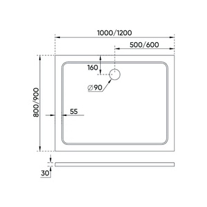 Поддон душевой 1000x900x30 мм, материал-искусственный мрамор ZZ