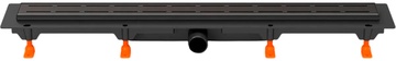 Водоотводящий желоб 850 мм LINE - с боковым сливом D 40, с решеткой под плитку, цв. черный, ZZ
