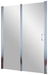 Дверь в нишу EP-F-1, 135*190 см, левая, распашная с неподвижным элементом, профиль глянцевый хром, стекло прозрачное ZZ
