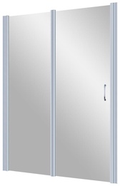 Дверь в нишу EP-F-1, 140*190 см, левая, распашная с неподвижным элементом, профиль хром матовый, стекло прозрачное ZZ