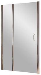 Дверь в нишу EP-F-1 LUX, 115x190 см, левая, распашная с неподвижным элементом, профиль глянцевый хром, стекло прозрачное с покрытием QuickNano ZZ