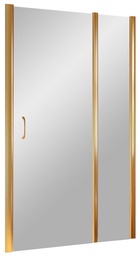 Дверь в нишу EP-F-1 LUX, 110x190 см, правая, одностворчатая распашная, с неподвижным элементом, ручки квадро. профиль золотой, стекло прозрачное, покр