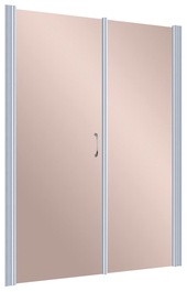 Дверь в нишу EP-F-2, 165*190 см, левая, распашная с неподвижным элементом, профиль матовый хром, стекло бронза ZZ