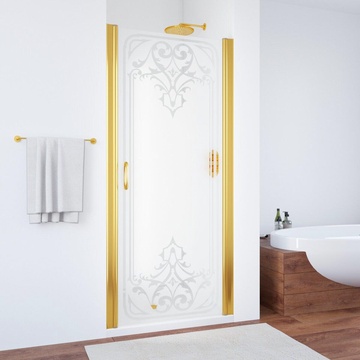 Дверь в нишу EP, 95*190 см, профиль золото, стекло узорчатое "ARTDECO01"