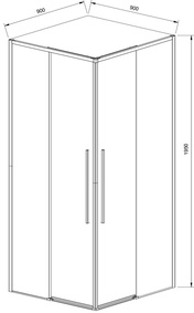 Душевой уголок 900х900хh1950мм, квадрат, (стекло прозрачное 6мм Easy Clean, фурн.цв.вороненая сталь), Slim-N ZZ