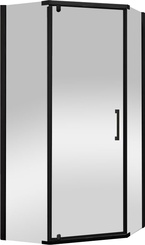 Душевой уголок 1000х1000хh1950мм, 5-ти угольный, распашая дверь правая/левая, с 2 непод. сегмент,(стекло прозр.6мм, фурнит.цв.черный матов), Stresa ZZ