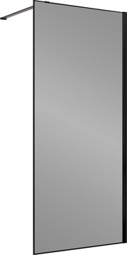 Душевая перегородка 900хh2000мм, правая/левая, (стекло прозрачное 8мм Easy Clean, укорачиваемый кронштейн 1200мм, фурнит.цв.черный матов), Walk-In ZZ